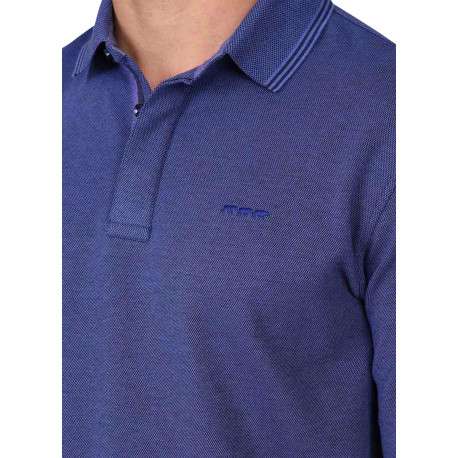 Polo en coton biologique marine à coupe droite pourvu d'un col à revers - Image 3