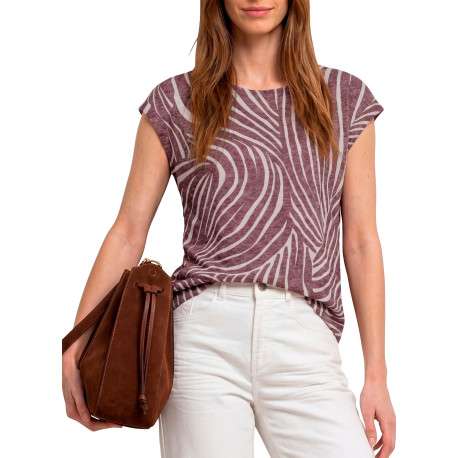 T-shirt rouge à motifs avec une coupe droite et des manches courtes - Image 3