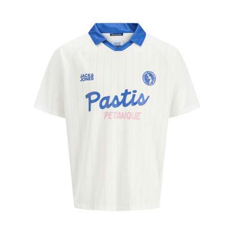 Polo blanc à rayures avec une coupe droite et des manches courtes