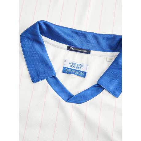 Polo blanc à rayures avec une coupe droite et des manches courtes - Image 3