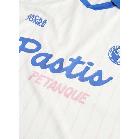 Polo blanc à rayures avec une coupe droite et des manches courtes - Image 4