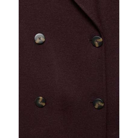 Manteau long en laine mélangée bordeaux uni avec une coupe droite - Image 2