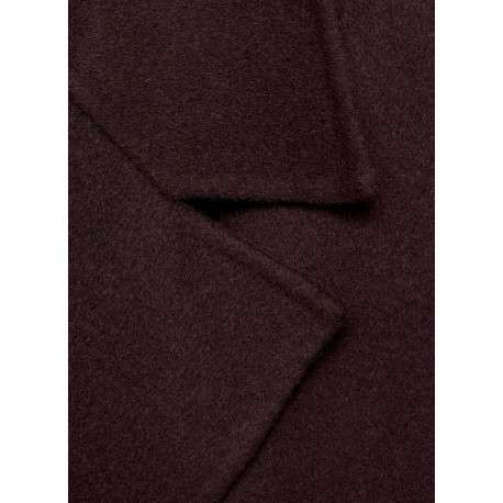 Manteau long en laine mélangée bordeaux uni avec une coupe droite - Image 3