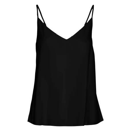 Top noir uni avec une coupe ample et des bretelles ajustables