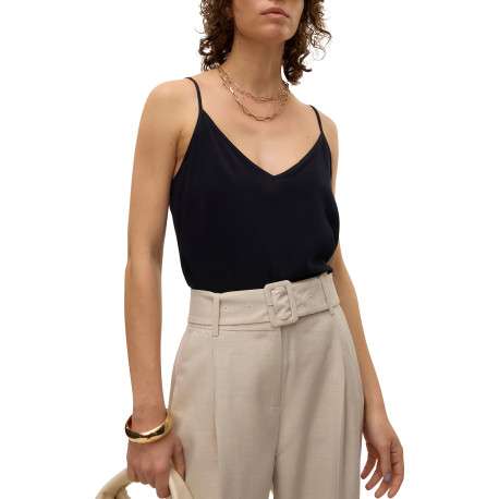 Top noir uni avec une coupe ample et des bretelles ajustables - Image 2