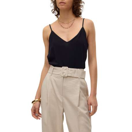 Top noir uni avec une coupe ample et des bretelles ajustables - Image 4