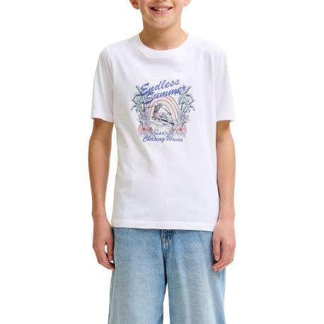 T-shirt en coton blanc imprimé avec une coupe droite et un col rond - Image 4