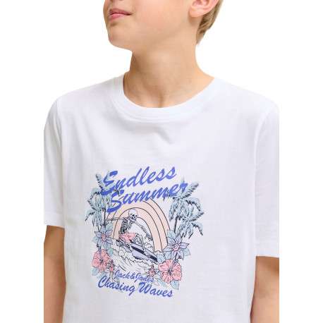 T-shirt en coton blanc imprimé avec une coupe droite et un col rond - Image 6