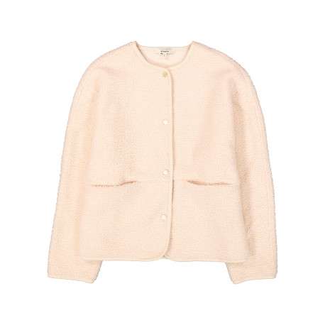 Veste écrue unie avec un col rond pourvue de poches à l'avant