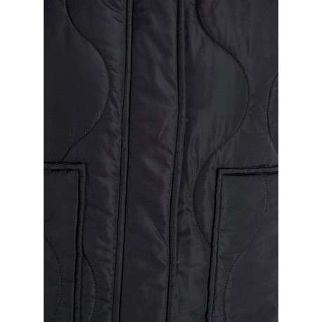 Doudoune noire matelassée à col montant fermée par un zip et des pressions - Image 4
