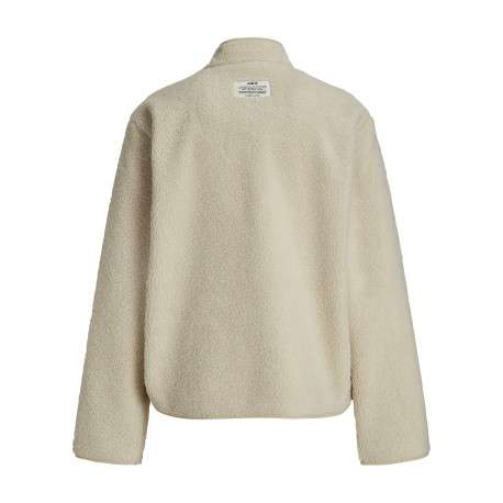 Veste zippée écrue uni en sherpa avec un col montant et des poches rondes - Image 2