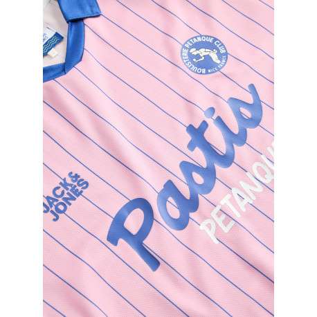 Polo mauve à rayures avec une coupe droite et des manches courtes - Image 3