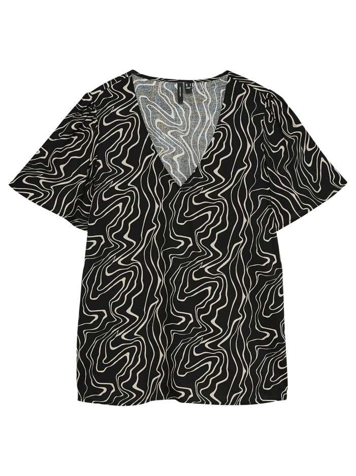 Top noir à motifs coupe...
