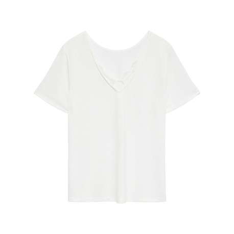 T-shirt écru uni avec une coupe ample et des manches courtes
