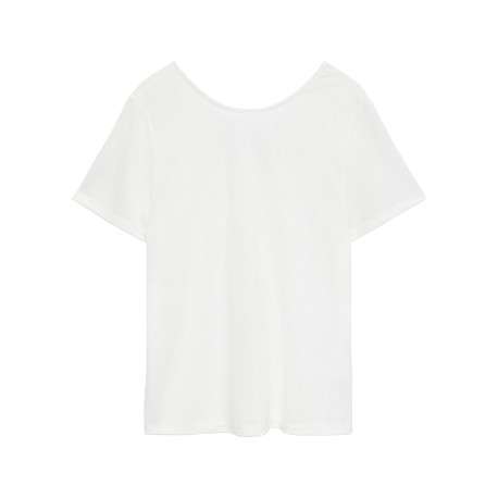 T-shirt écru uni avec une coupe ample et des manches courtes - Image 2