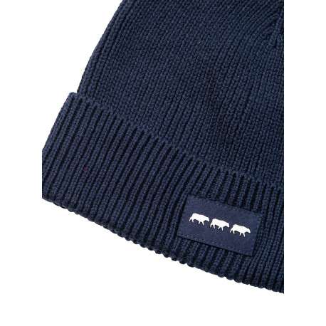 Bonnet en coton marine en maille jersey et logo en relief sur l'avant du revers - Image 2