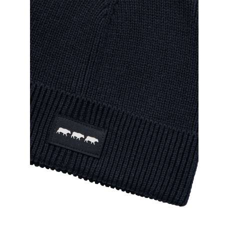 Bonnet à revers en coton noir avec de la maille jersey all over - Image 2