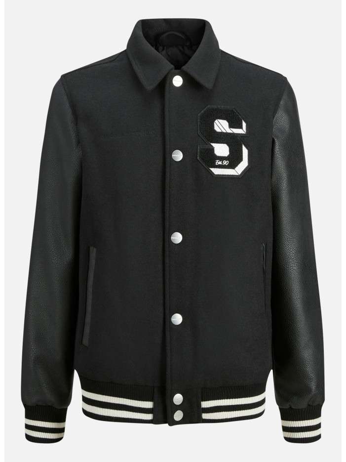 Veste noire bi-matière avec...