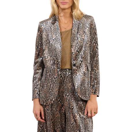 Blazer en velours à motif animalier imprimé avec des manches longues - Image 2