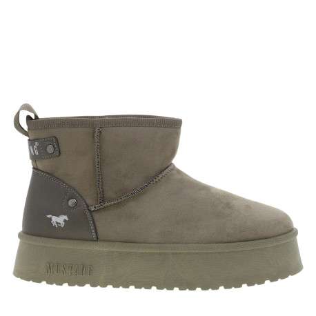 Boots taupe à talon plateau et à slip-on avec l'intérieur en fausse fourrure - Image 2