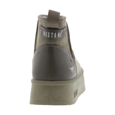 Boots taupe à talon plateau et à slip-on avec l'intérieur en fausse fourrure - Image 4