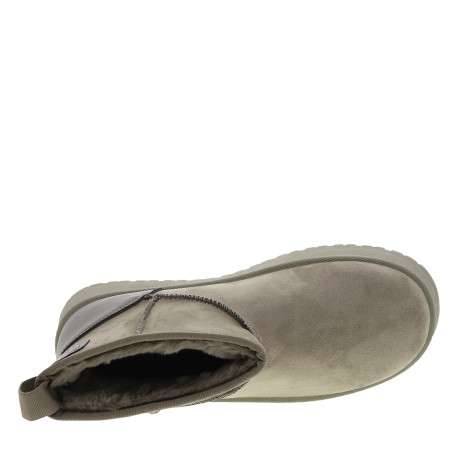 Boots taupe à talon plateau et à slip-on avec l'intérieur en fausse fourrure - Image 5