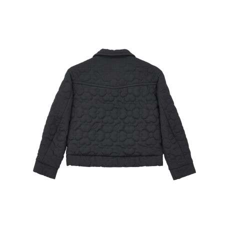 Blouson noir matelassé avec un col à revers et des boutons en laiton - Image 2