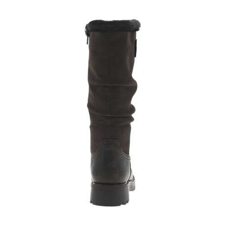 Bottes marron à talon plat et à zip avec col en fausse fourrure - Image 4