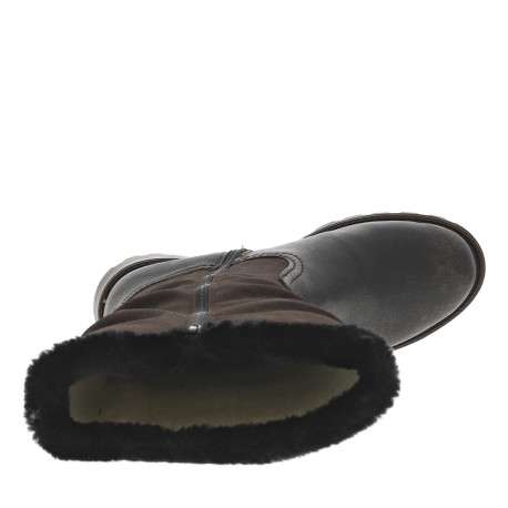 Bottes marron à talon plat et à zip avec col en fausse fourrure - Image 5