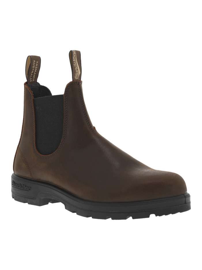 Boots en cuir brunes à...