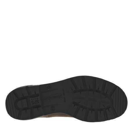 Boots en cuir brunes à talon décroché bas avec soufflets élastiqués noirs - Image 6