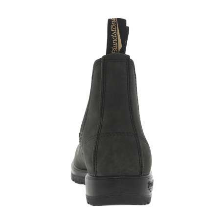 Boots en cuir anthracites à talon décroché bas avec 2 languettes d'enfilage - Image 4
