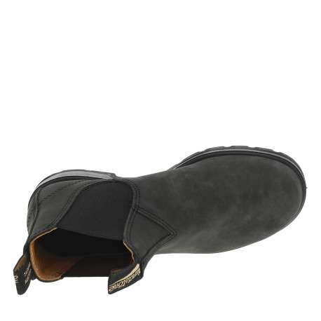 Boots en cuir anthracites à talon décroché bas avec 2 languettes d'enfilage - Image 5