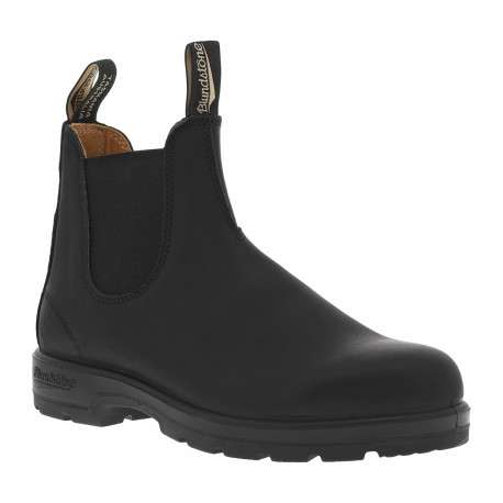 Boots en cuir noires à talon décroché bas et soufflets élastiqués