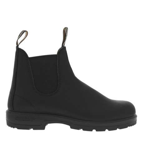 Boots en cuir noires à talon décroché bas et soufflets élastiqués - Image 2
