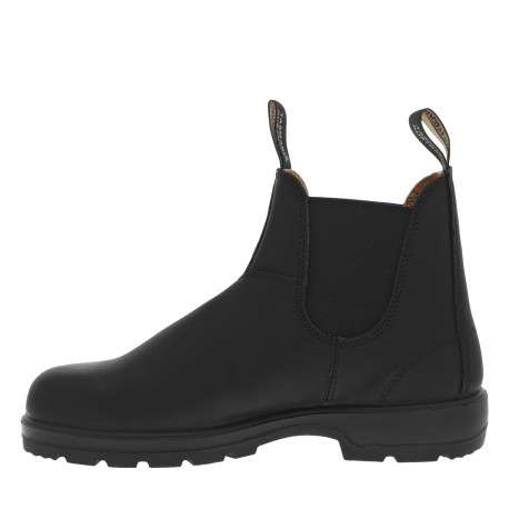 Boots en cuir noires à talon décroché bas et soufflets élastiqués - Image 3