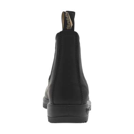 Boots en cuir noires à talon décroché bas et soufflets élastiqués - Image 4