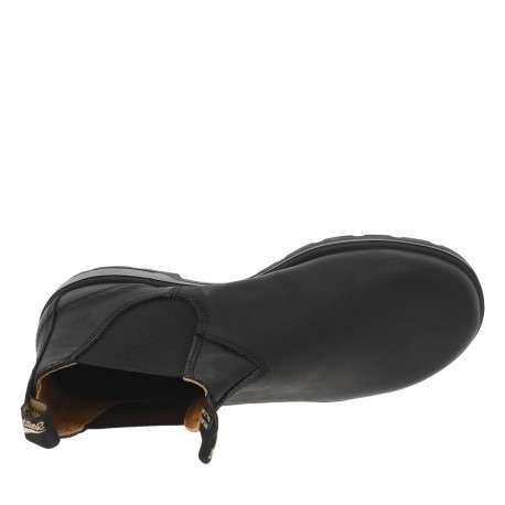 Boots en cuir noires à talon décroché bas et soufflets élastiqués - Image 5