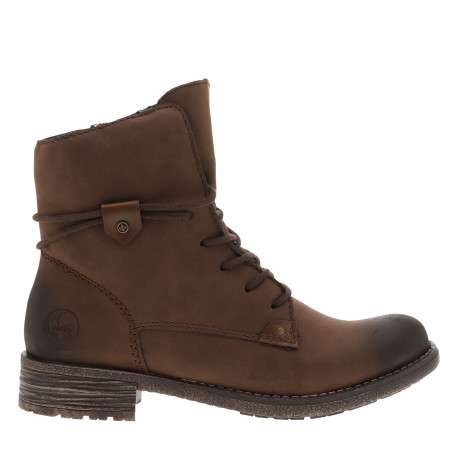 Bottines brunes à talon décroché bas avec des lacets et un zip latéral - Image 2
