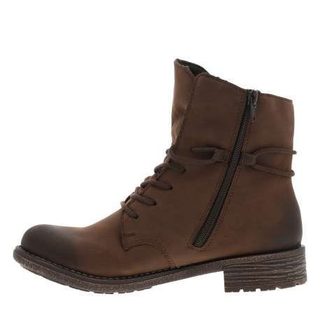 Bottines brunes à talon décroché bas avec des lacets et un zip latéral - Image 3
