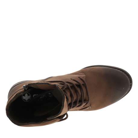 Bottines brunes à talon décroché bas avec des lacets et un zip latéral - Image 5