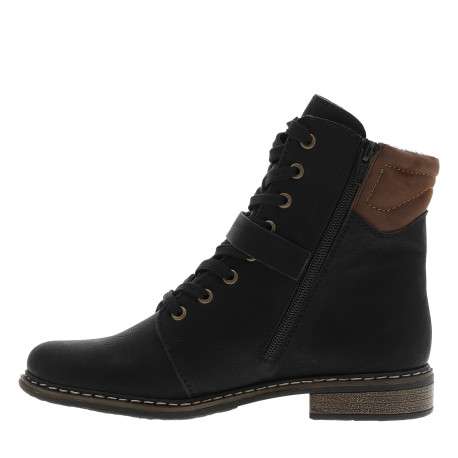 Bottines noires à talon décroché bas avec des lacets et un zip latéral - Image 3