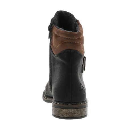 Bottines noires à talon décroché bas avec des lacets et un zip latéral - Image 4