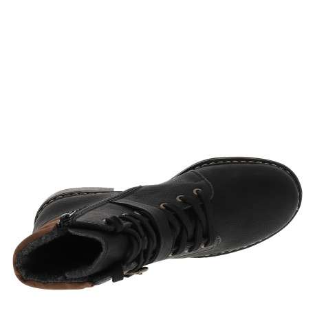 Bottines noires à talon décroché bas avec des lacets et un zip latéral - Image 5