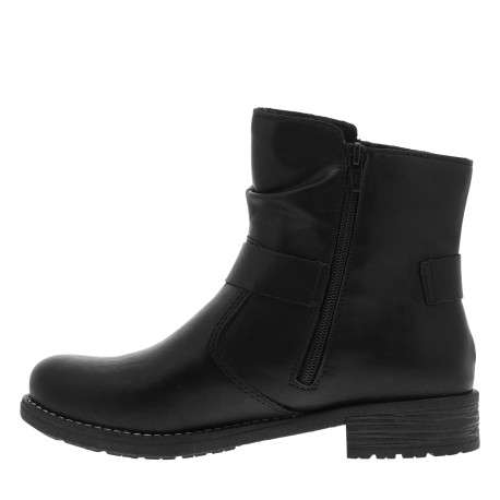 Boots noires à talon décroché bas avec un logo embossé sur le talon - Image 3