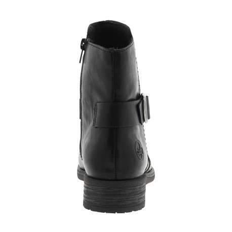 Boots noires à talon décroché bas avec un logo embossé sur le talon - Image 4
