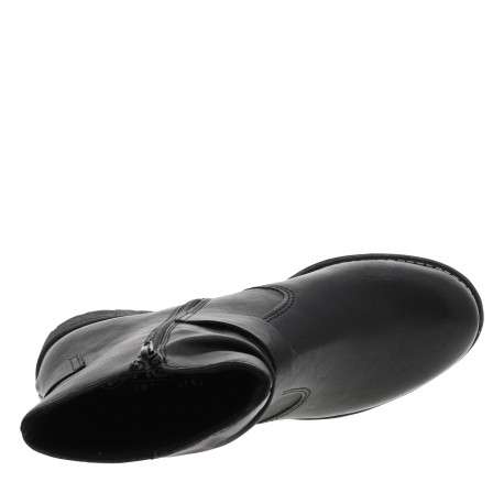 Boots noires à talon décroché bas avec un logo embossé sur le talon - Image 5