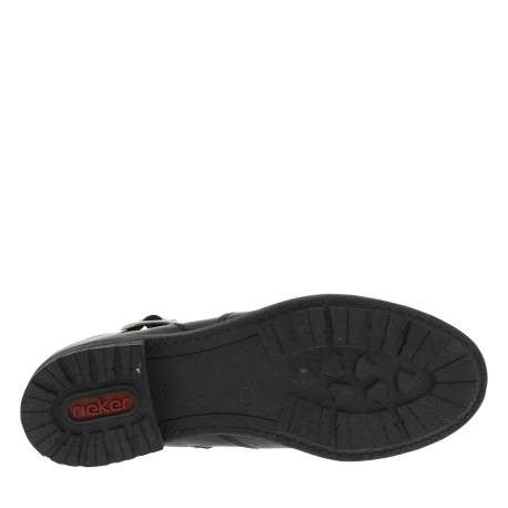 Boots noires à talon décroché bas avec un logo embossé sur le talon - Image 6