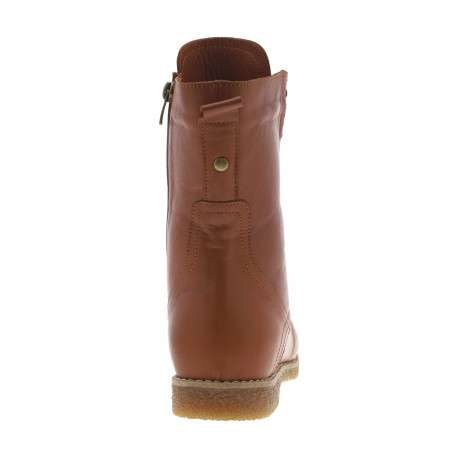 Bottines en cuir camel à talon décroché bas avec lacets et zip latéral - Image 4
