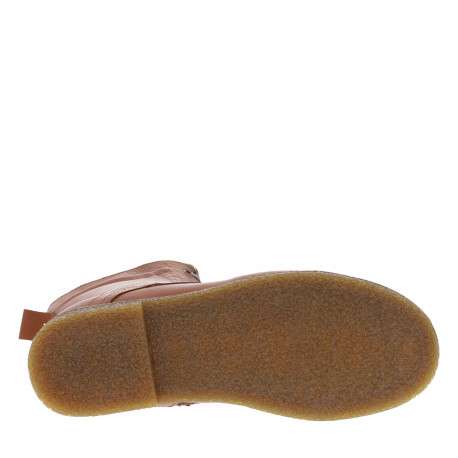 Bottines en cuir camel à talon décroché bas avec lacets et zip latéral - Image 6